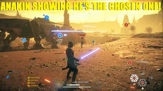 Star Wars Battlefront 2  - Anakin showing why he's called the Chosen One! Obi Wan Helped too!