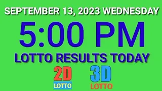 5pm Lotto Result Today PCSO September 13, 2023 Wednesday ez2 swertres 2d 3d