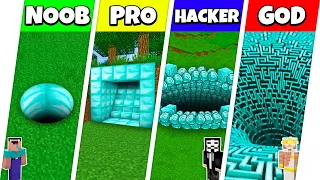 Minecraft Battle: NOOB vs PRO vs HACKER vs GOD: DIAMOND TUNNEL PIT HOUSE BUILD CHALLENGE / Animation