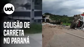 Vídeo mostra acidente em que carreta 'desmancha' no Paraná; duas pessoas morreram