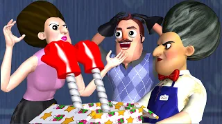 Scary Teacher 3D Miss T Troll Hello Neighbor's Girlfriend with the Gift Swapped