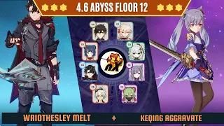 Spiral Abyss 4.6 | Wriothesley Melt + Keqing Aggravate | Floor 12 Genshin Impact