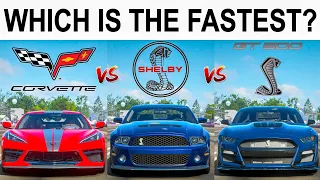 FH4: Ultimate American Drag Race! Shelby 1000 vs Ford Mustang Shelby GT500 vs Chevrolet Corvette C8