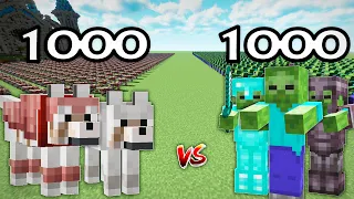 1000 Dogs Vs 1000 Zombies | Minecraft