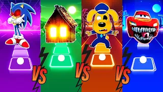 Sonic 🆚 Spider House Head 🆚 Sheriff Labrador Exe 🆚 Mcqueen Eater ⚡ Tiles Hop EDM Rush