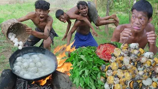 primitive technology- coocking Duck egg solo Eating c T1 #00057