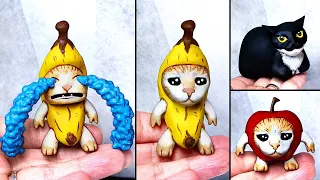 Making Banana Cat Miniature Figure Timelapse ➤ Apple Cat Maxwell Skibidi Toilet