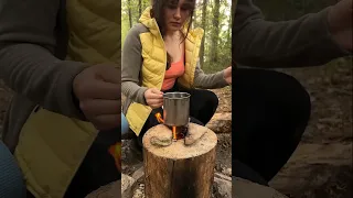 GIRL cooks alone in the forest😮 #outside #camping #survival #bushcraft #outdoors