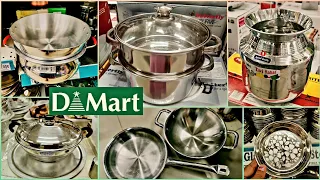 DMart latest collection of stainless steel kitchen products, cookware, storage containers organisers