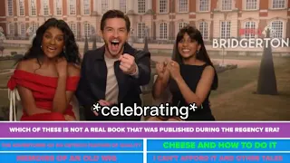 jonathan bailey, simone ashley and  charithra chandra being a chaotic trio