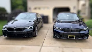 BMW M550i chases BMW M340i