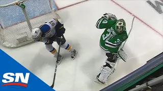 Ben Bishop Furious With Referee After Taking Hack To Back From David Perron