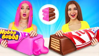 Bubble Gum vs Chocolate Food Challenge | Geometric Shape Food | Extreme Funny Sweet by RATATA POWER