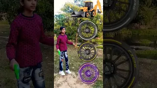 Motorcycle rotating wheel to jcb,, tractor,, bus,, & truck - magical vfx video #shorts #viral