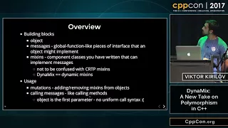 CppCon 2017: Viktor Kirilov “DynaMix: A New Take on Polymorphism in C++”