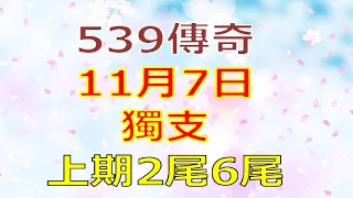 11月7日539傳奇俱樂部獨支-上期2尾6尾