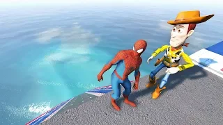 GTA 5 Spiderman VS Woody Water Ragdolls Compilation (Euphoria Physics Funny Moments)