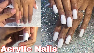 All White Medium Square Acrylic Nails | Mia Secret French White Acrylic