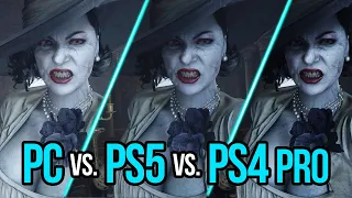 Resident Evil 8 Village | PC vs. PS5 vs. PS4 Pro | 4K Graphics and FPS Comparison