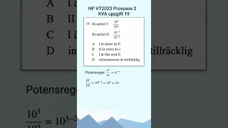 Uppgift 19, provpass 2 från högskoleprovet 2023 (KVA)