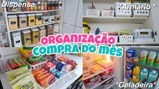 DISPENSA CHEIA 🙏🏻! ORGANIZANDO A COMPRA DO MÊS NO ARMÁRIO E NA GELADEIRA 💓 | TUDO ORGANIZADOO