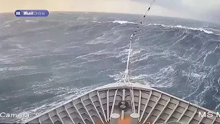 Terrifying moment cruise ship is struck by 'rogue wave', sending people sliding around the floor