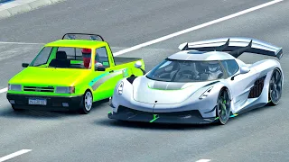 Koenigsegg Jesko vs Fiat Fiorino with NOS - Drag Race 20 KM