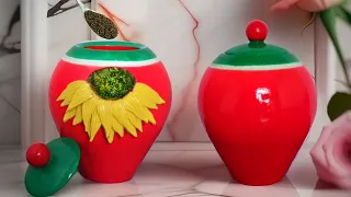 Coffee pot-Sugar pot making | Cement flower vase | Paper flower vase making | Make it himself