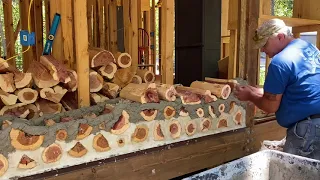 First Cordwood Wall Is Done!