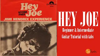 Hey Joe - Jimi Hendrix - Intro Riff & Easy Beginner Song Guitar Tutorial with Intermediate Tips