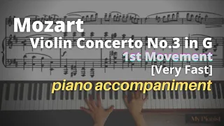 Mozart - Violin Concerto No.3 in G, K.216, 1st Mov: Piano Accompaniment [Very Fast]