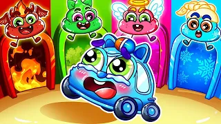 Four Element Poo Poo Song🍃🔥💦Don't Choose The Wrong Door🚌🚓+More Nursery Rhymes by Baby Cars & Friends