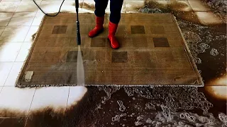 Horrible dirty carpet cleaning satisfying ASMR