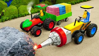 Diy tractor mini Bulldozer making Concrete Bricks House | diy Drilling Machine Breaks Rock | HP Mini