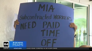 Miami International Airport workers demand better wages, paid time off