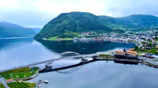 🇳🇴 Sogndal, Norway, Sognefjord Ferry - Scenic, Relaxing Drone Footage Full HD