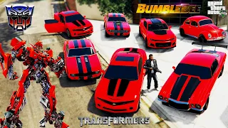 GTA 5 - Stealing Red Bumblebee Cars with Franklin! | (GTA V Real Life Cars #124)