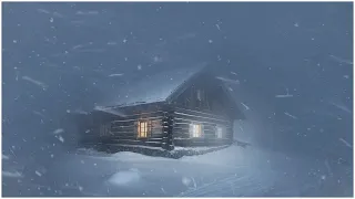 Freezing Blizzard at a Lonely Log Cabin┇ Snowstorm & Wind Sounds for Sleeping┇Winter Storm Ambience