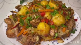 #Вкуснее кролика не ела#Тушёный кролик с картошкой в казане #