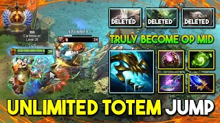 UNLIMITED TOTEM JUMP MID Earthshaker Aghs Scepter + OC Build Truly Impossible to Stop 7.35d DotA 2