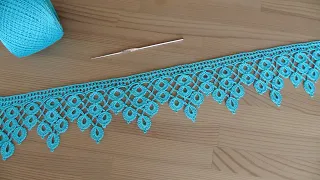 ЛЕНТОЧНОЕ КРУЖЕВО Капельки вязание крючком КАЙМА Crochet Ribbon Lace Border