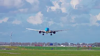 (4K) - Amsterdam Schiphol Airport - 21 mins of Planespotting - Butter and Crosswind landings rwy 18R