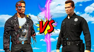 TERMINATOR VS T1000 GTA 5 MODS EPIC BATTLE