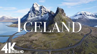 FLYING OVER ICELAND (4K UHD) - Soothing Music With Stunning Beautiful Nature For Stress Relief