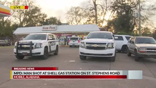 Man shot at St. Stephens Road gas station, police say