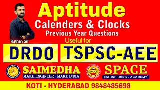 APTITUDE CALENDERS & CLOCKS PREVIOUS YEAR QUESTIONS ||DRDO II TSPSC II SAIMEDHA KOTI ||