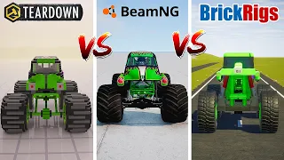 Teardown GRAVE DIGGER vs BeamNG GRAVE DIGGER vs Brick Rigs GRAVE DIGGER