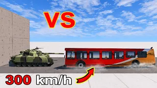 Bus Highway Full Dummy Vs Tank (T-80UD) (300 km/h) | Cars Crash Test ⏩ BeamNG | Car Bins