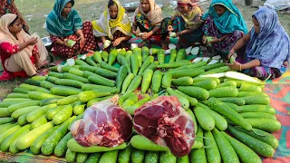 Beef & Long Gourd Mixed Curry - Full Leg pieces Of Cow & Gourd Curry Cooking By Women - Tasty Food