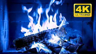 🔥 Beautiful Blue Fireplace Flames 4K UHD! Magic Fireplace Burning with blue flames (12 HOURS)